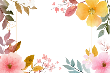 Elegant watercolor floral frame border for lovely wedding invitation