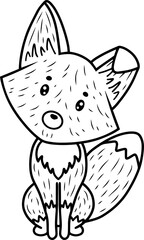 Line art cute fox character