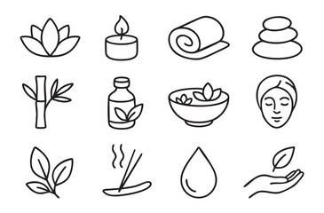 Simple Set of SPA Related Vector Line Icons.