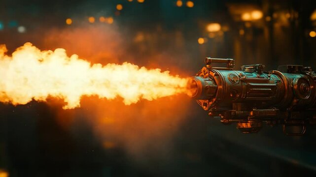 Flamethrower in Action - A Fiery Display of Power and Destruction.