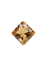 Fototapeta premium Elegant Princess Cut Golden Yellow Gemstone on White