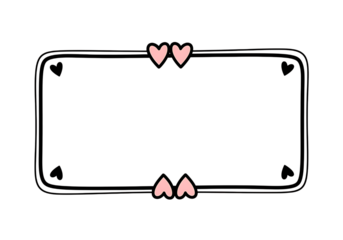 Two pairs of delicate pink heart shaped quotation marks framing empty space isolated on transparent background