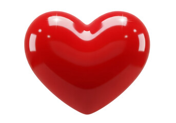 Fototapeta premium Glossy red heart shape symbol of love and romance isolated on transparent background