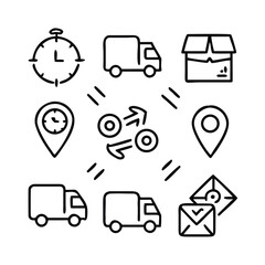 Seamless Vector Pattern of Thick Bold Outline Delivery Icons