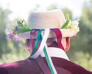 Traditional English Morris Dancet Hat With Floral Decoration