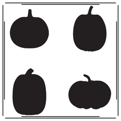 Pumpkin Silhouettes Set - Black Pumpkin, Fall, Halloween, Harvest, Autumn Vegetables Icons for Seasonal, Food, Thanksgiving, and Autumn Design