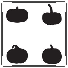 Pumpkin Silhouettes Set - Black Pumpkin, Fall, Halloween, Harvest, Autumn Vegetables Icons for Seasonal, Food, Thanksgiving, and Autumn Design