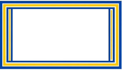 A rectangular graphic with a white central space. It has a blue, yellow and blue border design that is symmetrical on all sides