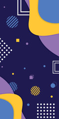 Abstract geometric shapes background. Dark blue Memphis banner template. Business and presentation