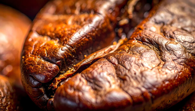 Intense Macro of Single Coffee Bean Texture and Richness Detail