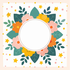 Floral design with a central circle for text or image.