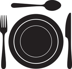 Plate mat with plate fork and knife ackground vector illustration
