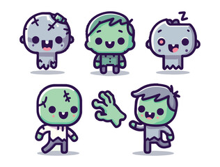 Cartoon Zombie Vector Illustration for Spooky but Adorable Halloween Theme