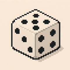 Fototapeta premium Pixel art dice with black dots, perfect for gaming or design projects