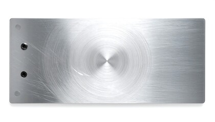 A rectangular metal plate with a textured surface, central circular pattern, and a few screw holes. The metallic sheen gives a clean, industrial appearance