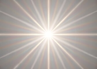 Obraz premium White Radiant Light Rays Bursting from Center on Gray Background - Sunburst Effect