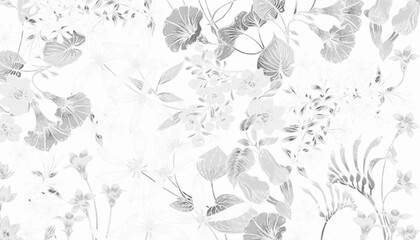 Fototapeta premium Seamless vintage floral pattern with hand-drawn wildflowers and leaves in soft earthy tones, ideal for fabric, wallpaper, and surface design.