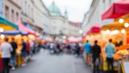 Obraz premium ヨーロッパのストリートフードフェスティバル、賑やかな街の観光