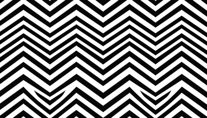 A striking black and white image displaying a geometric pattern of zig-zag lines. The repetitive design creates a bold, textured visual effect