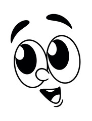 Excited emotional face groovy character