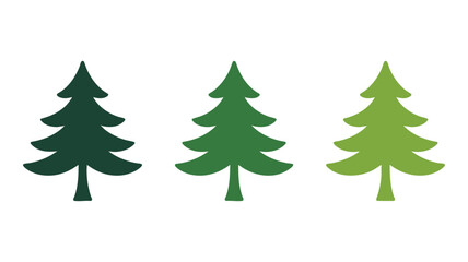 Obraz premium Three green christmas trees in varying shades of green