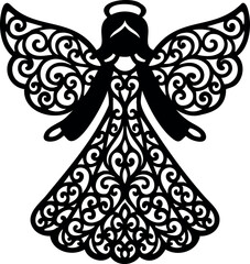 Christmas Angel Silhouette Illustration. Nativity angel vector illustration