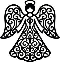 Christmas Angel Silhouette Illustration. Nativity angel vector illustration