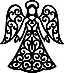 Christmas Angel Silhouette Illustration. Nativity angel vector illustration