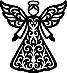 Christmas Angel Silhouette Illustration. Nativity angel vector illustration