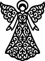 Christmas Angel Silhouette Illustration. Nativity angel vector illustration