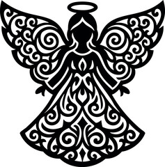 Christmas Angel Silhouette Illustration. Nativity angel vector illustration