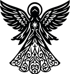 Christmas Angel Silhouette Illustration. Nativity angel vector illustration