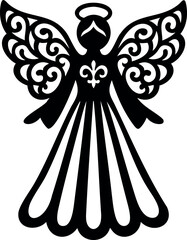 Christmas Angel Silhouette Illustration. Nativity angel vector illustration