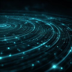 Fototapeta premium Galactic Data Stream: A mesmerizing visual representation of a data stream, swirling and pulsating with cosmic energy, symbolizing the interconnectedness of information in the digital age.