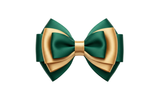A stylish double-layered bow with two-tone ribbons