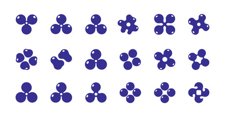 Metaball Icons Collection. Vector Circle Shapes Connected. Abstract Geometric Dots. Morphing Blob Elements for Patterns, Stickers, Badges, Posters, and Web Design
