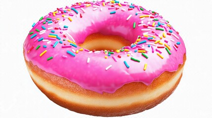 Doughnut dessert, a sweet treat and delicious bakery item with plush sprinkles, is captured on a background in a close-up shot for food photography