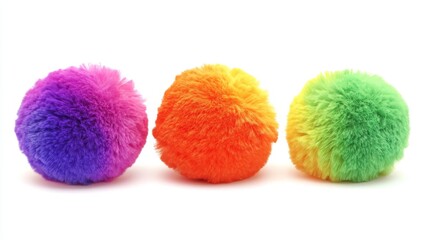 This soft and colorful ball toy features a plush rainbow fluffy design with pom poms, making it an ideal toy for kids to play with, and it's also suitable for pets on a background