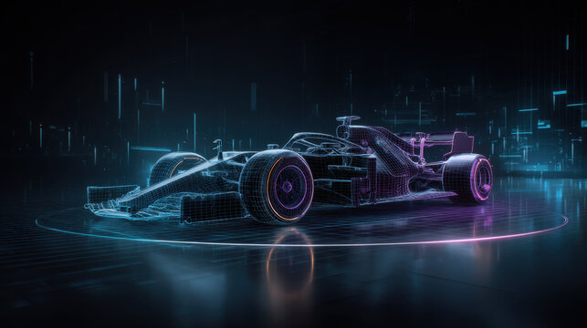 3D rendered F1 race car