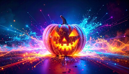 abstract pumpkin with glowing filaments