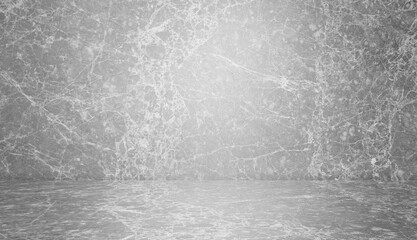 Abstract Marble Texture Studio: Light Gray and White Stone Wall and Floor Background, Empty Minimalist Interior Stage for Product Photography or Web Banner.