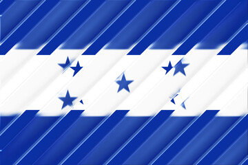 An abstract and modern geometric interpretation inspired by the Honduras flag features angled blue and white stripes, five central stars creating a sense of depth, movement, and
