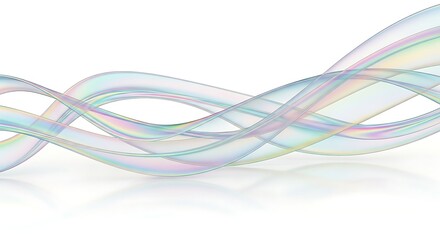 Naklejka premium Abstract flowing ribbons with iridescent colors and a subtle texture, isolated on white background