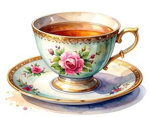 Ornate teacup and saucer