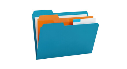 Isolated file folder with documents inside, tabbed folder, office supply, organization tool