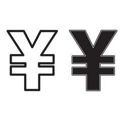 Obraz premium Illustrated black and white yen currency symbols representing finance and economics concepts.