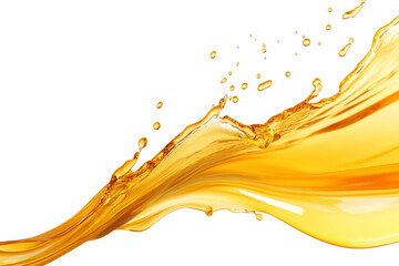 Fototapeta premium Golden liquid splash wave in smooth motion isolated on transparent background
