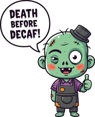 cartoon zombie girl with blank sign