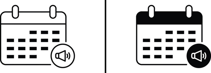 Calendar Notifications: A set of calendar icons, each adorned with a sound symbol, elegantly capture the essence of scheduling reminders, signifying important events.