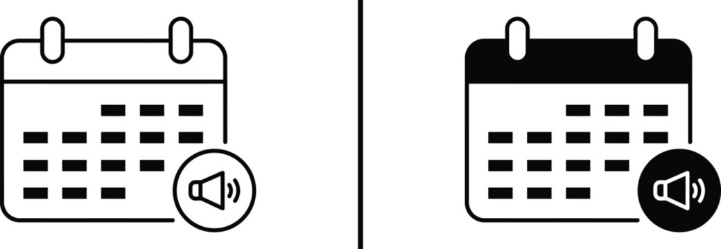 Calendar Notifications: A set of calendar icons, each adorned with a sound symbol, elegantly capture the essence of scheduling reminders, signifying important events.